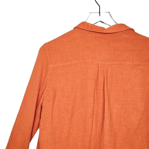 Outerknown Orange Gauzy Women’s Muslin Soft Button Down Shirt Sz S - Picture 10 of 10